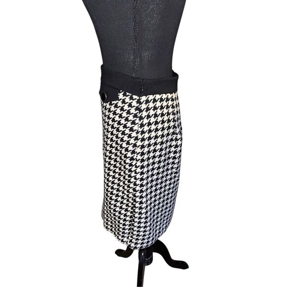 Ann Taylor woman’s 4 petite black white houndstooth a- line career skirt new - Picture 2 of 7